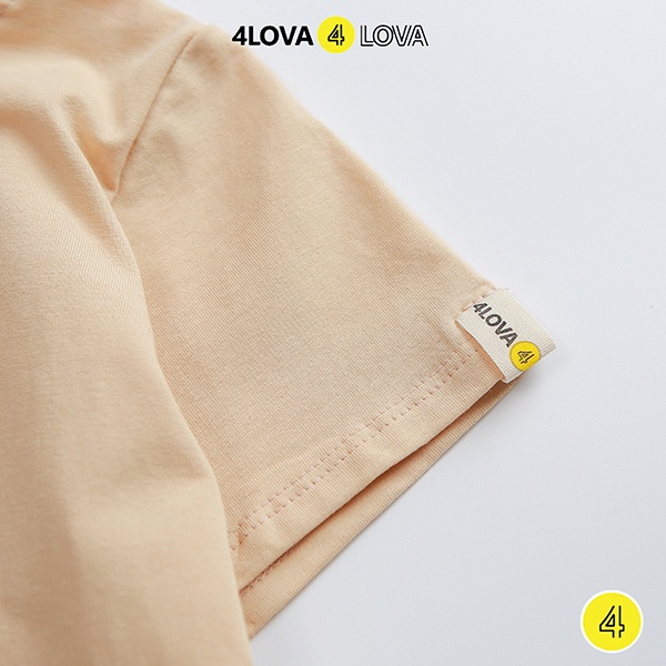 Áo thun cộc tay logo bé trai 4lova chất cotton co giãn cao cấp phong cách Hàn Quốc