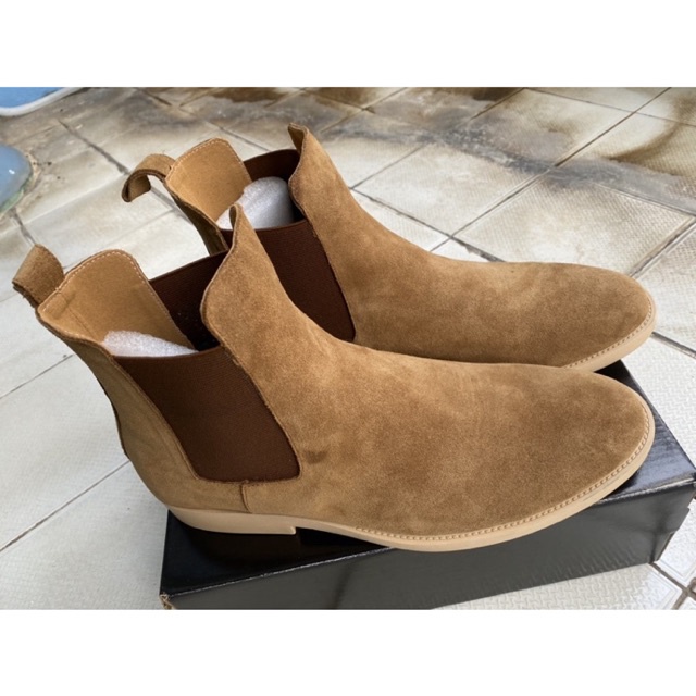 Giày Chelsea Boot Da Bò Lộn Cổ Cao, Tăng Chiều Cao