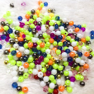 150 hạt cườm nhựa acrylic nhiều màu hỗn hợp 5li và 6li xỏ vòng nhựa pha lê đẹp