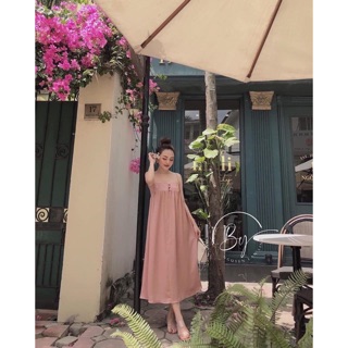 Đầm suông nút bọc lụa🤍
