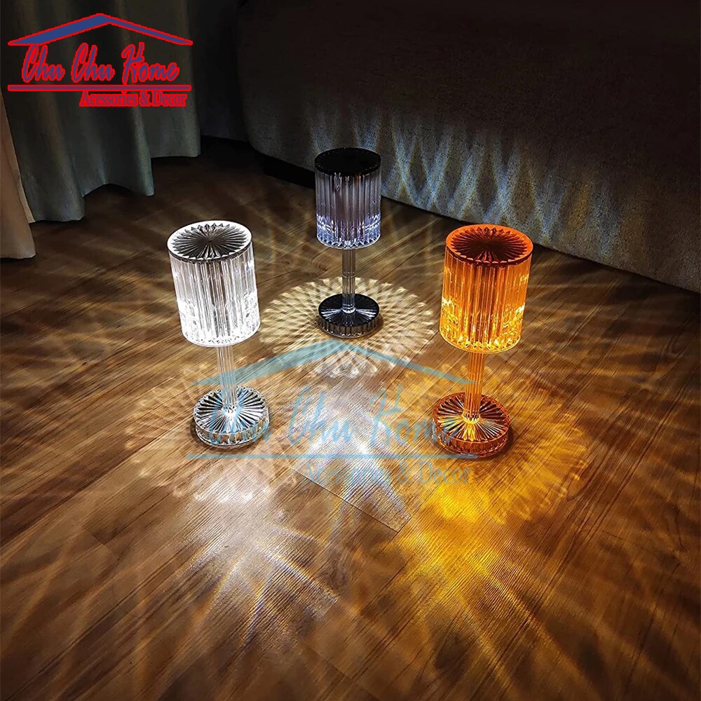 Đèn màu pha lê cảm ứng, đèn ngủ kim cương LED, đèn ngủ acrylic trang trí nhà