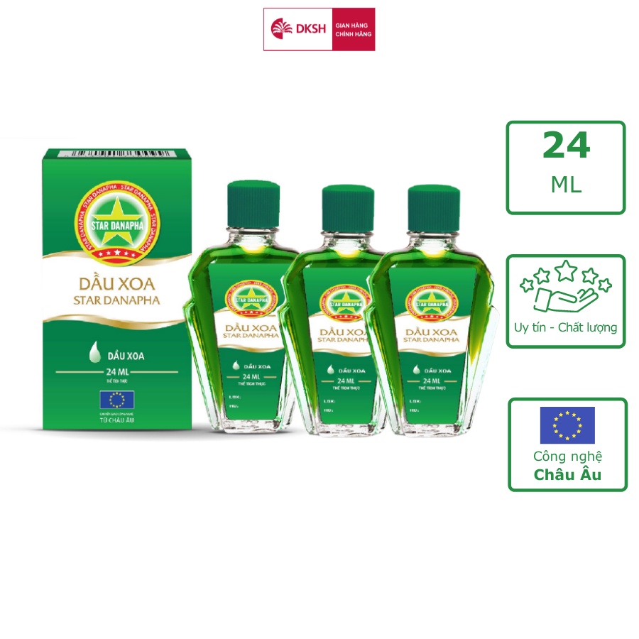 Bộ 3 Dầu xoa Cao Sao Vàng STAR DANAPHA 24ML/Chai