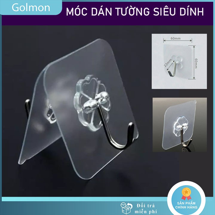 Móc dán tường trong suốt móc treo đồ chắc chắn chịu lực tốt móc đa năng dán siêu dính tiện lợi Golmon