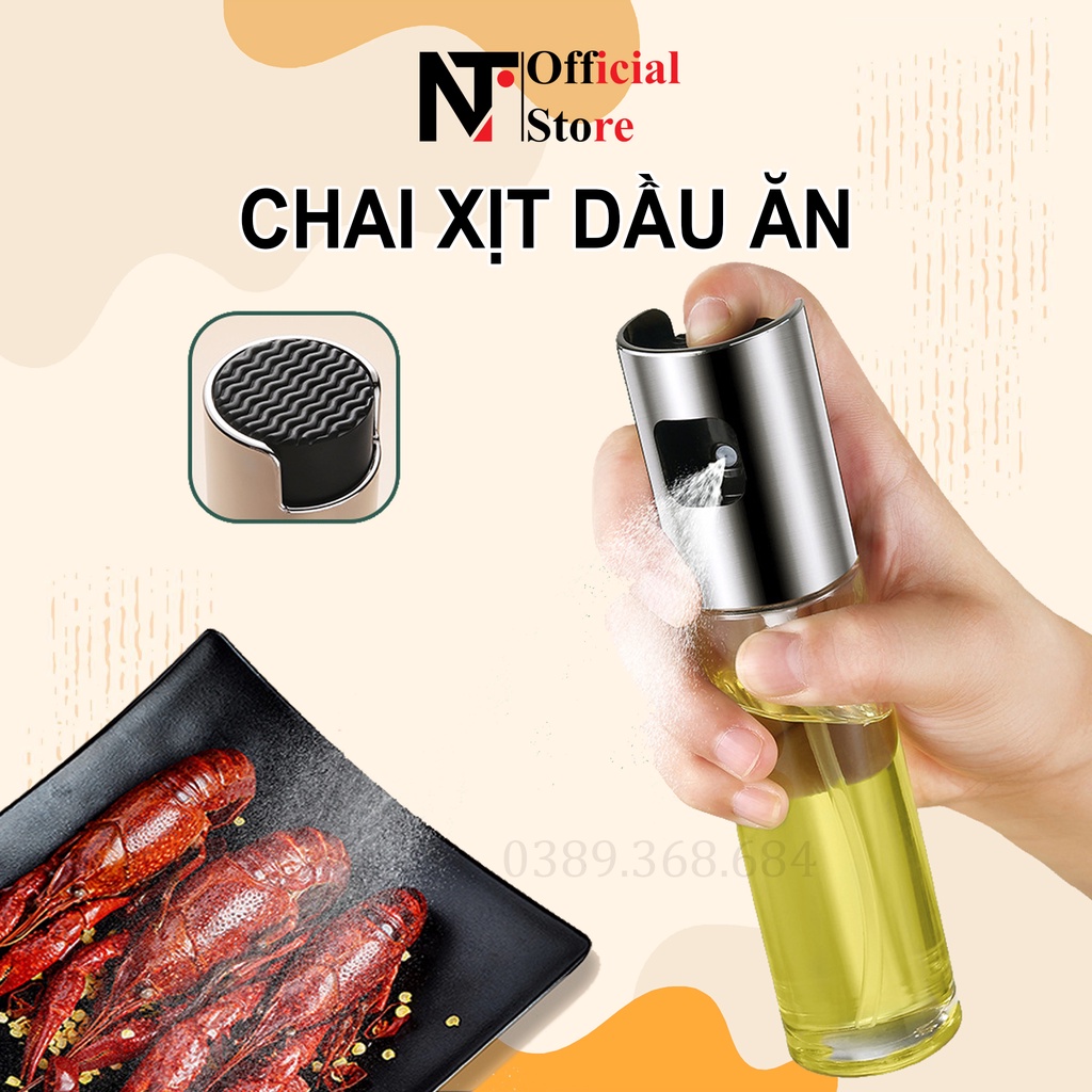 Chai xịt nước, dầu ăn, nước chấm chất liệu thủy tinh an toàn dung tích 100ml - NT Store