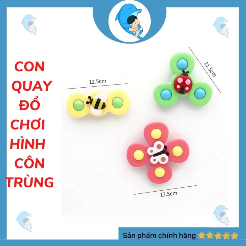 Set 3 Con Quay Đồ Chơi Spinner Hình Côn Trùng Vui Nhộn Có Đế Bám Dính Cho Bé Chơi Tự Lập