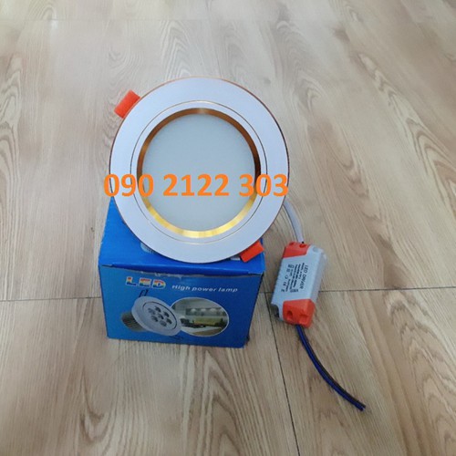 SET 10 ĐÈN ÂM TRẦN THẠCH CAO 7W  PHI 90MM  VIỀN VÀNG 3 CHẾ ĐỘ MÀU SANG TRỌNG