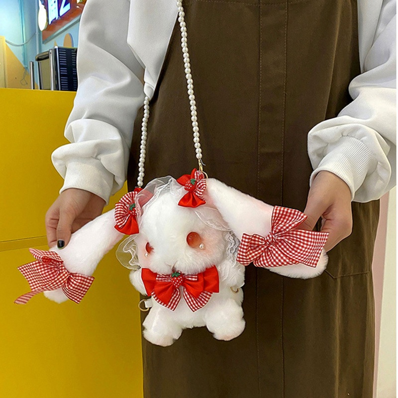 XIXI Túi Đeo Chéo Hình Thỏ Nhồi Bông Đính Nơ Phong Cách Lolita Dễ Thương Dành Cho Bé Gái