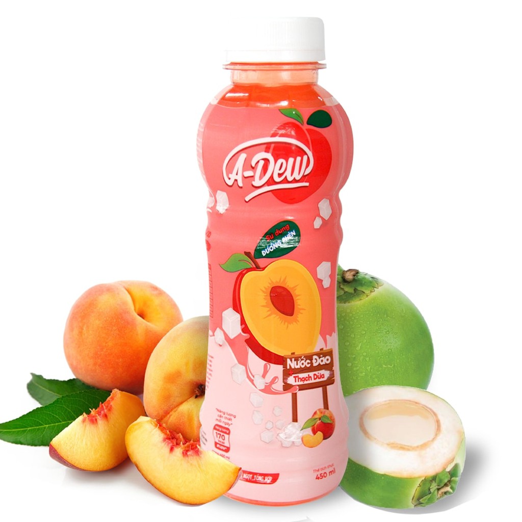 Nước Đào - Thạch Dừa A-Dew Lốc 6 Chai 450ml