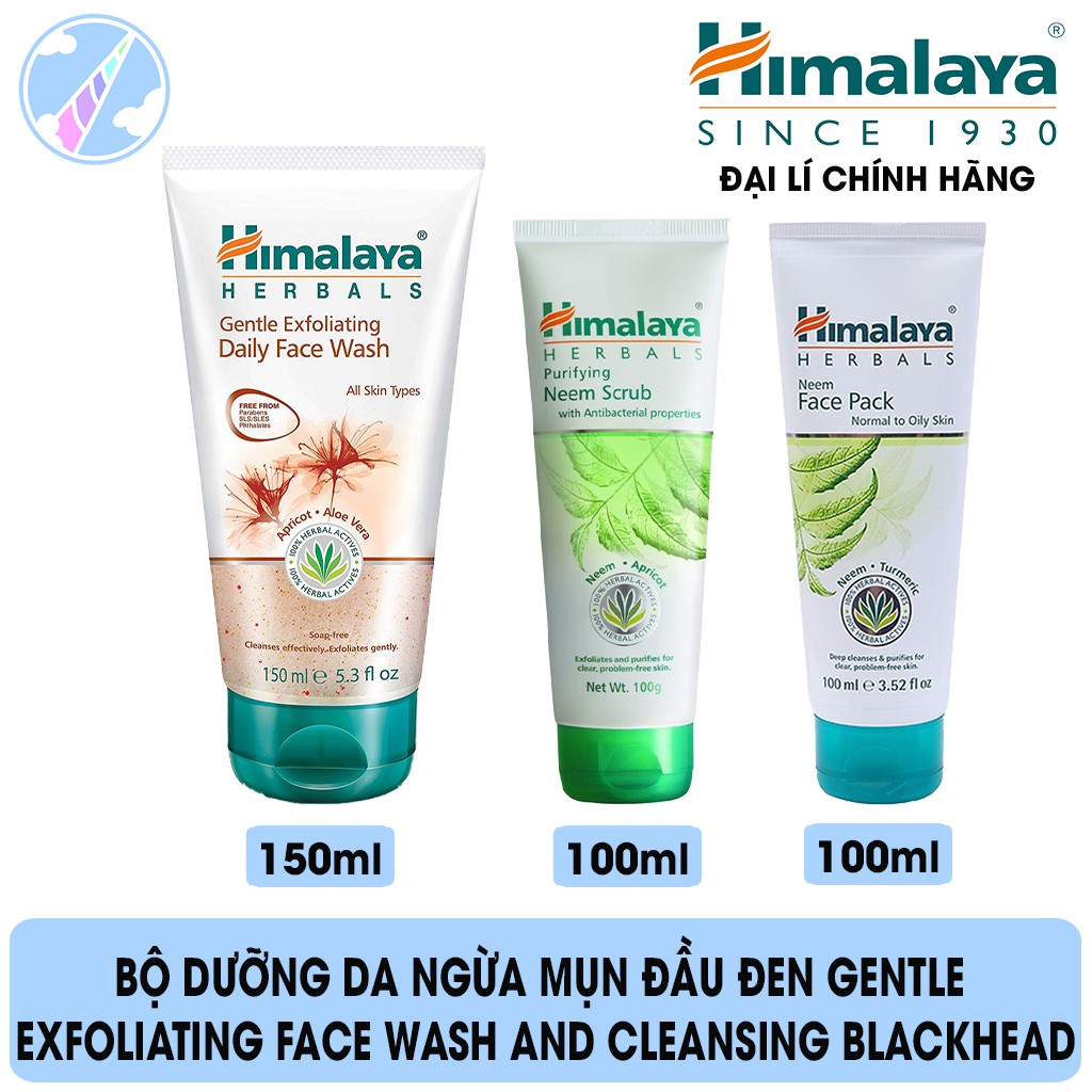 Bộ Dưỡng Da Ngừa Mụn Đầu Đen Himalaya Gentle Exfoliating Face Wash and Cleansing Blackhead