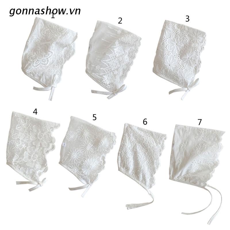 Mũ bonnet ren công chúa làm phụ kiện chụp ảnh cho bé sơ sinh
