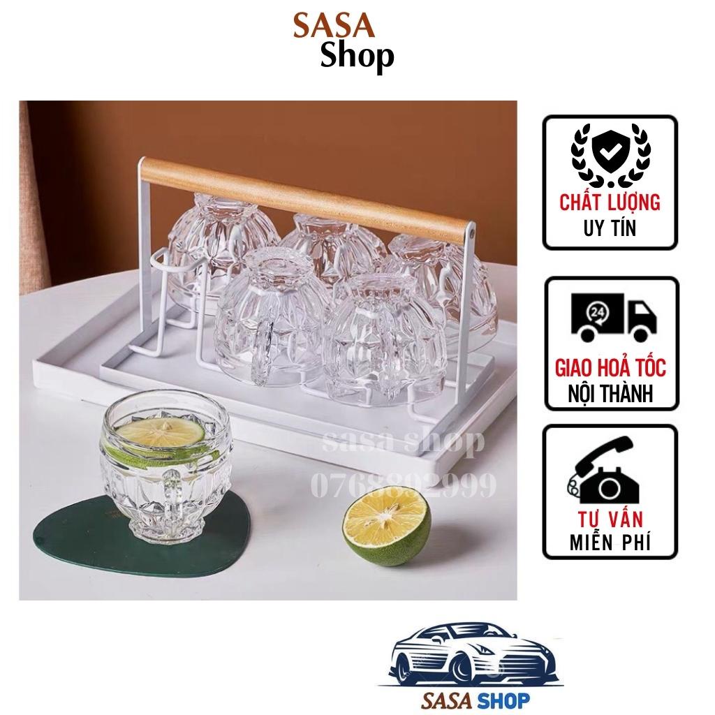 Bộ 6 cốc thủy tinh trắng có quai đẹp