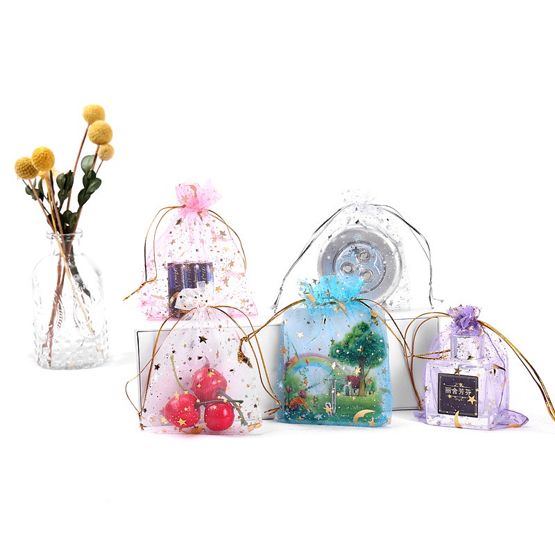 [Coisíní] Set 2 Túi Lưới Họa Tiết Ngôi Sao Mặt Trăng Đựng Bánh Kẹo Quà Tặng Giáng Sinh Hot