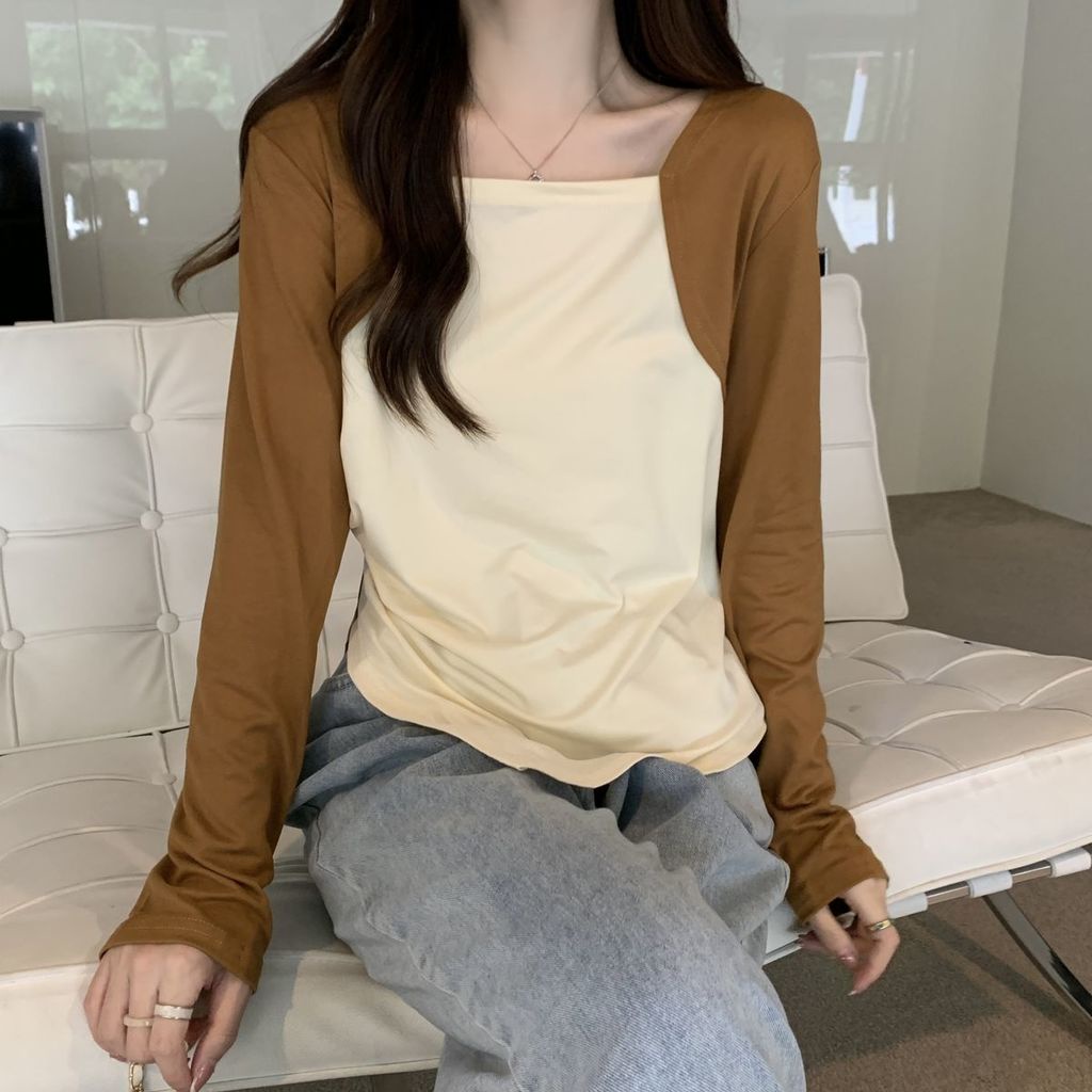 Áo Thu Đông Cỡ Lớn Màu Sắc Tương Phản Thời Trang