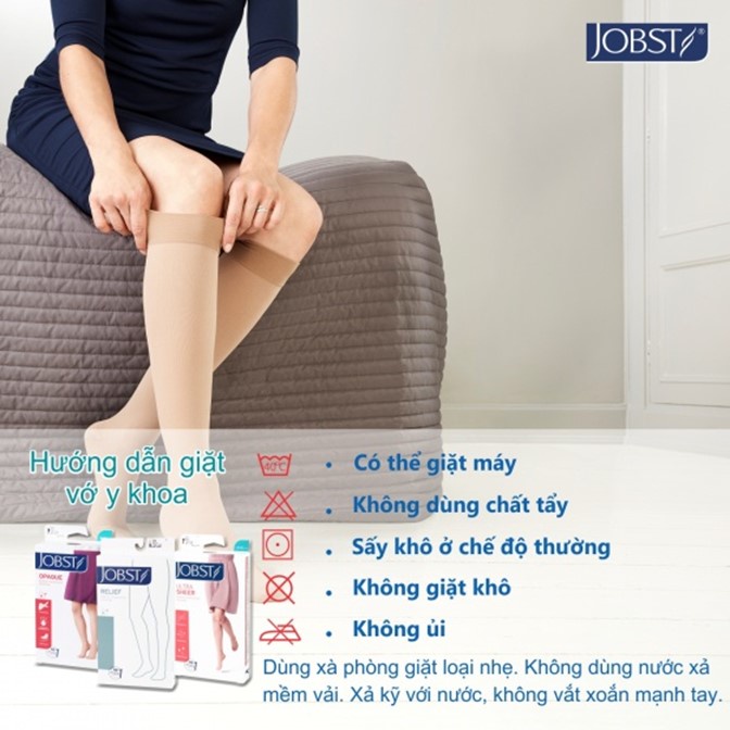 Vớ đùi y khoa chống giãn tĩnh mạch Jobs Relief USA chuẩn áp lực 20-30mmHg màu da, hở ngón