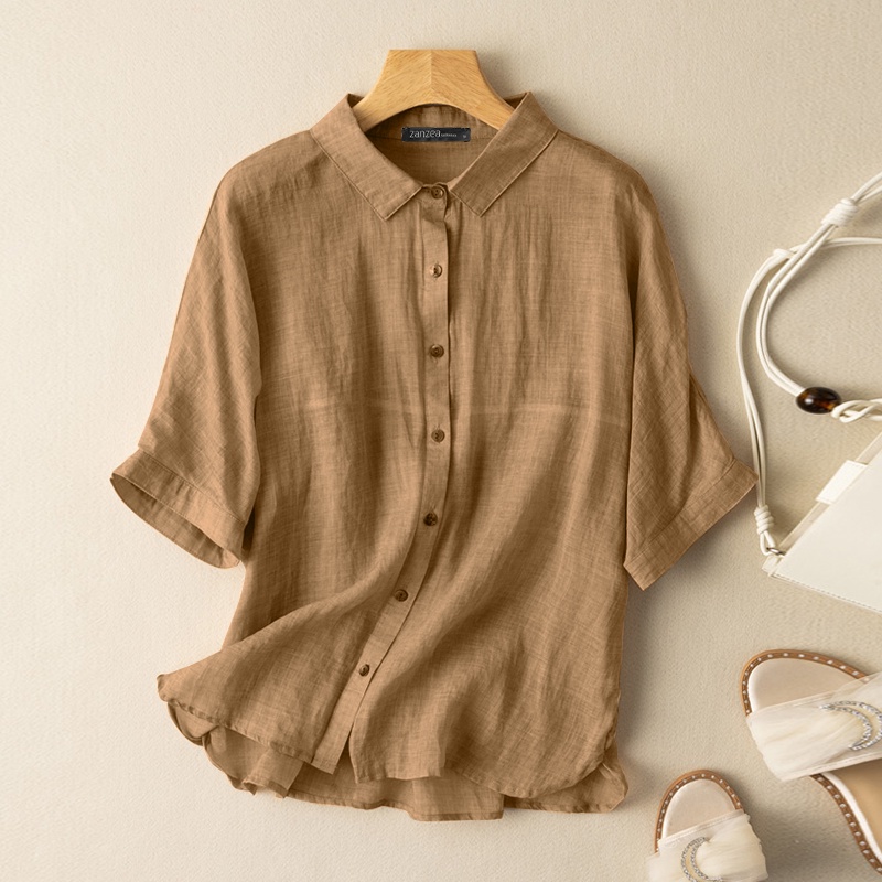 Áo sơ mi ZANZEA tay lửng thời trang dành cho nữ