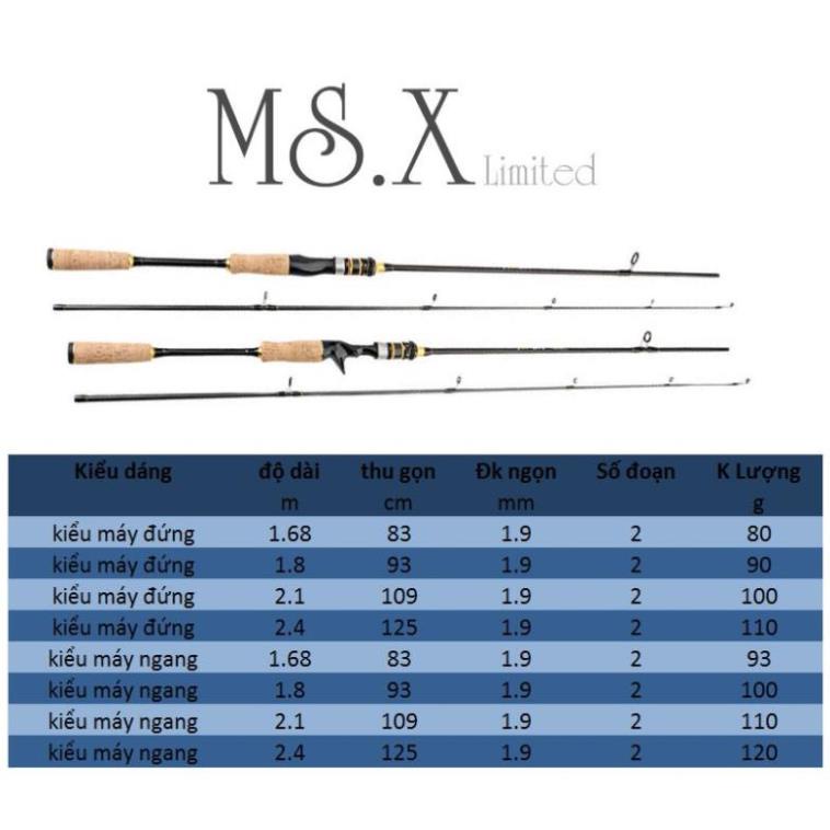 Cần câu lure máy ngang và máy đứng carbon MSX mã CM12