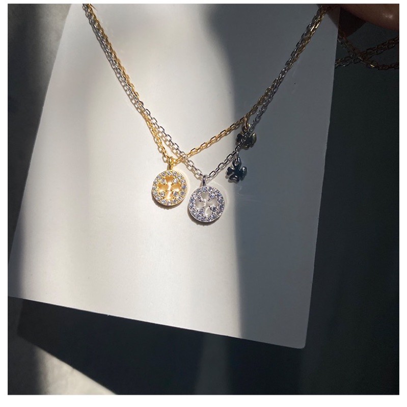 dây chuyền,lắc tay cỏ 4 lá đính đá 2  màu