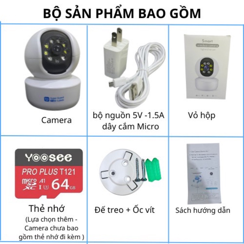 Camera Wifi thông minh xoay 360 Super Guard - xem đêm có màu