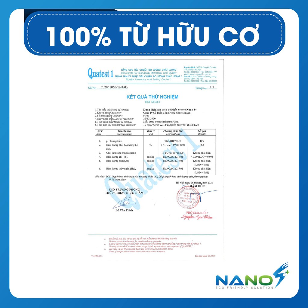 Dung dịch vệ sinh nội thất ô tô, khử mùi nội thất ô tô  Nano S+ 500ml