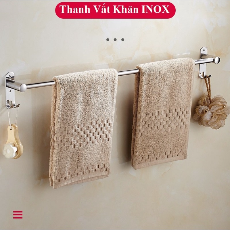 Thanh vắt khăn tắm INOX 304 dán tường hoặc Khoan - KT50