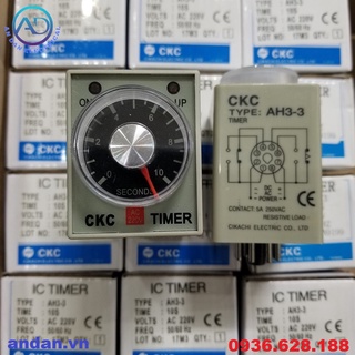 Rơ le thời gian, relay timer, rơle hẹn trễ ckc ah3-3 220vac 24vdc 6s 10s 30s 60s 6m 10m 30m 60m