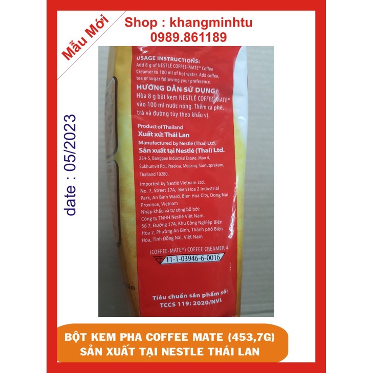 Bột kem coffee mate 453,7G - Nestle. Pha trà sữa, cà phê.