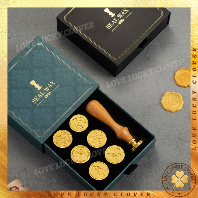 Bộ Con Dấu Sáp Hình LOGO Cổ Điển Dùng Trang Trí Sổ Tay/ Sách DIY