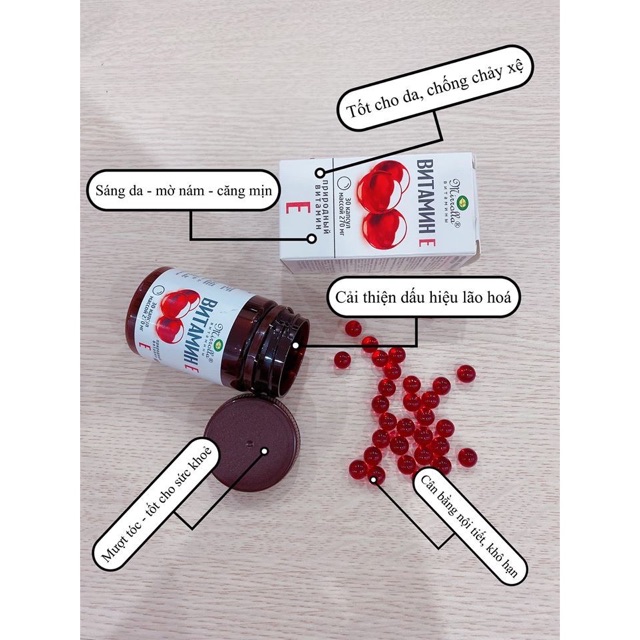 Viên uống đẹp da vitamin E hũ 30 viên của Nga 270mg chính hãng