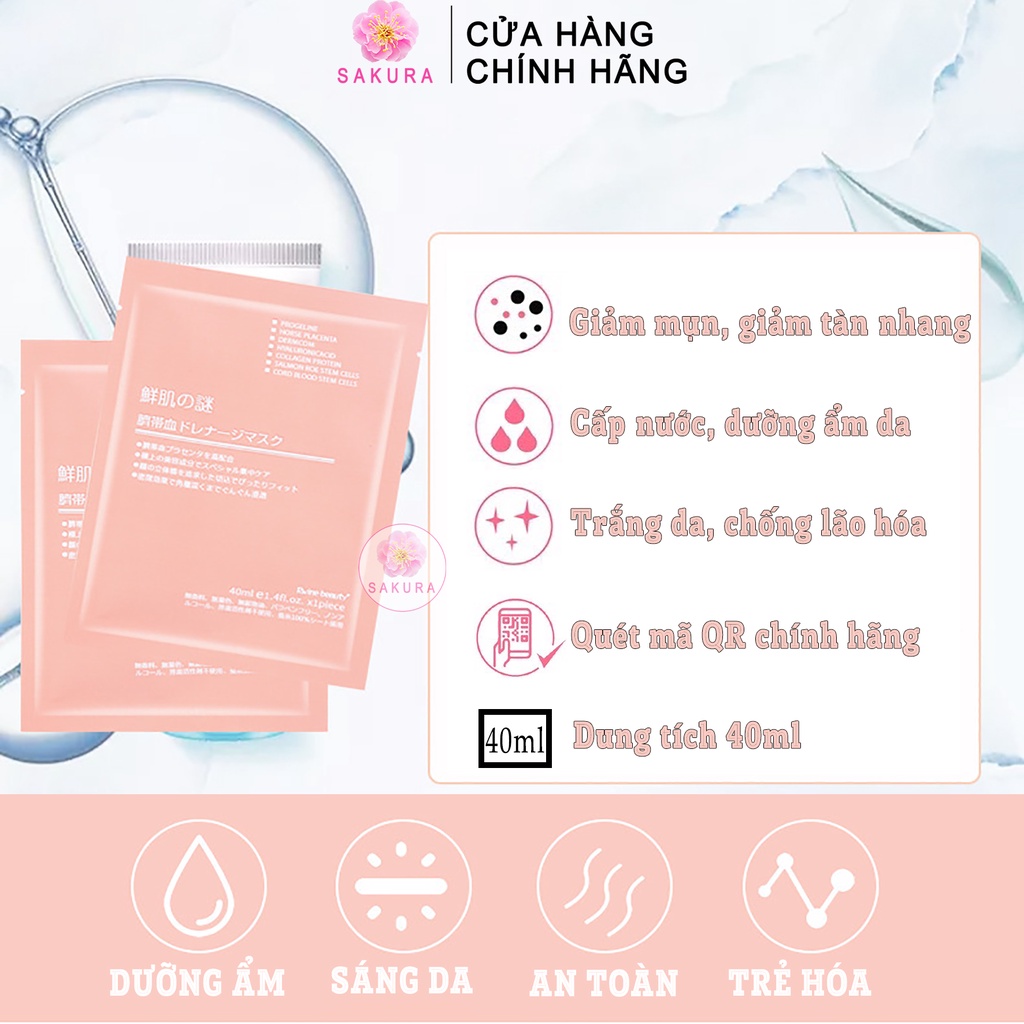 Mặt nạ nhau thai cừu Mask dưỡng ẩm cấp nước trắng da chống lão hoá bổ sung collagen tế bào gốc Nhật Bản SAKURA 40ml