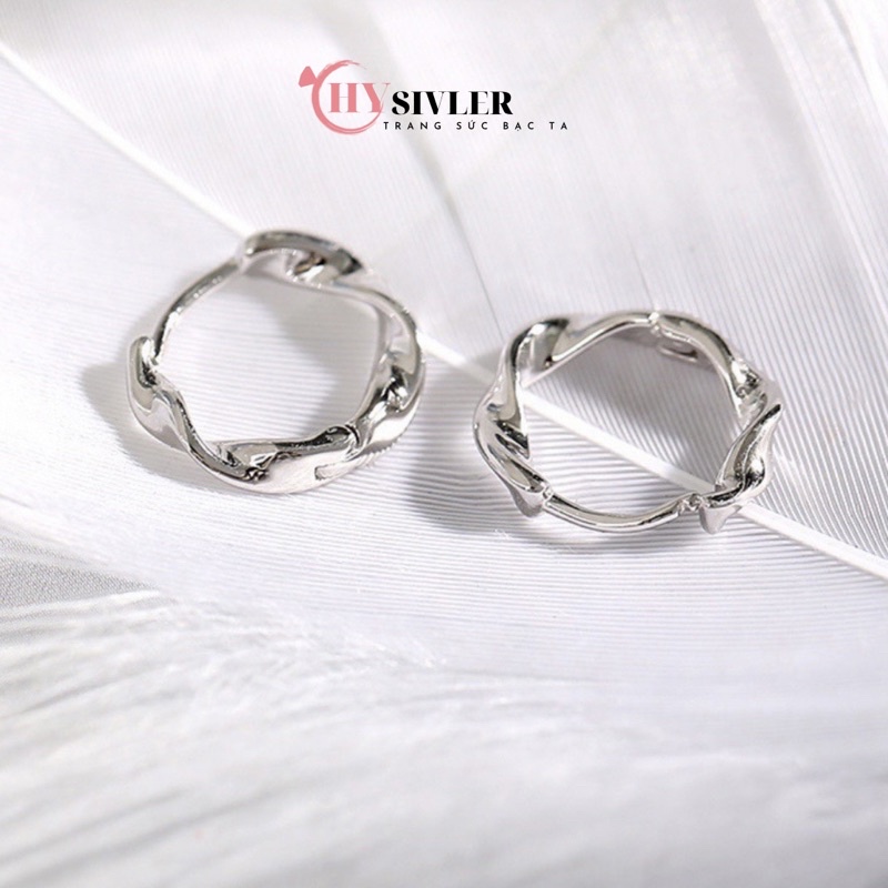 Bông bấm bạc ta dạng xoắn bông tai nam, nữ, bé gái dạng bấm bạc thật giá rẻ CHY SILVER