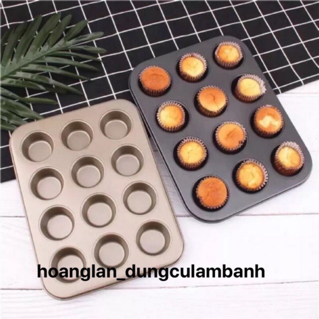 Khuôn cupcake chống dính cao cấp 12 lỗ Khuôn nướng bánh muffin