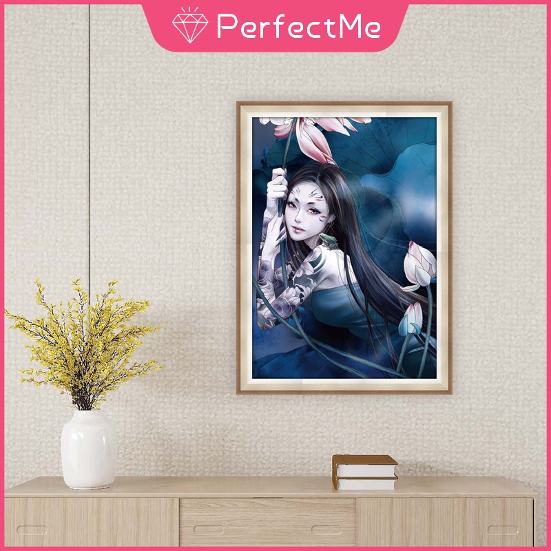 Bộ Tranh Đính Đá 5D Họa Tiết Cô Gái Cổ Điển Độc Đáo Kích Thước 30x40cm DIY Dùng Trang Trí Nhà Cửa