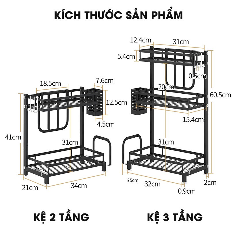 Kệ Đựng Gia Vị, Chai Lọ 2 Tầng &amp; 3 Tầng INOX 304 Đặt Bàn Cao Cấp