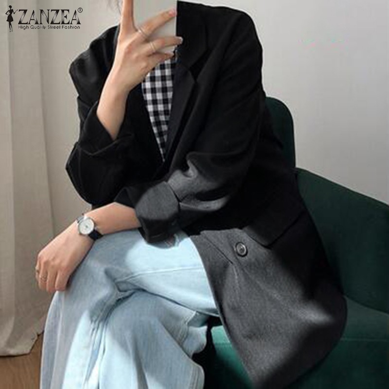 ZANZEA Áo Khoác Dài Tay Cổ Bẻ Dáng Dài Phong Cách Hàn Quốc Thời Trang Nữ | BigBuy360 - bigbuy360.vn