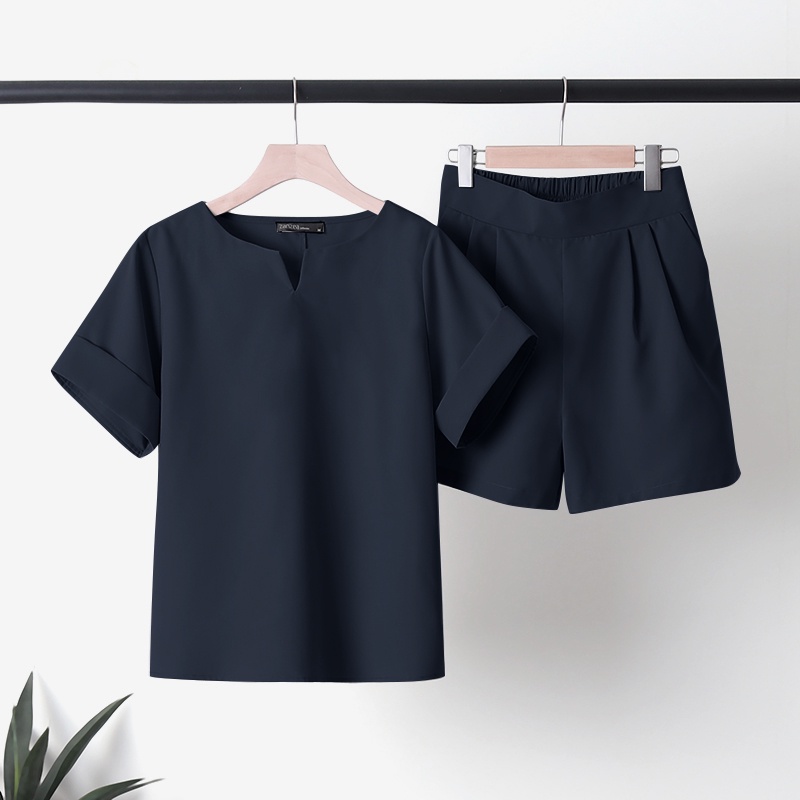 Set áo thun ngắn tay + quần short lưng thun Zanzea thời trang nữ