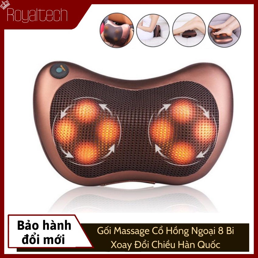 Máy Massage Cổ, Gối Massage Cổ Hồng Ngoại 8 Bi Xoay Đổi Chiều Hàn Quốc