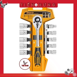 1/4" bộ 12 đầu tuýp kèm tay vặn ingco hkts14122