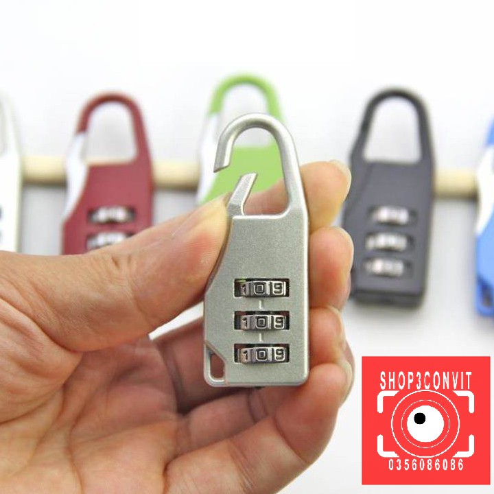 Khóa số mini dáng đứng 3 mã dùng cho valy-balo-túi