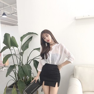 Chân váy ulzzang xẻ 2 bên có màu trắng chân váy xẻ bigsize có size đại