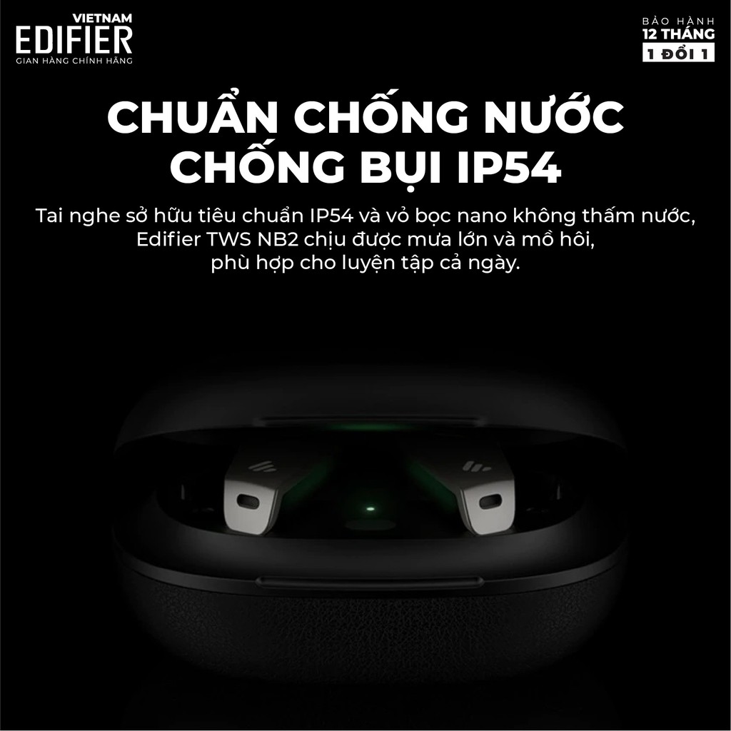 Tai nghe Bluetooth 5.0 EDIFIER TWS NB2 Âm thanh Stereo Chống nước IP54 Hàng chính hãng Bảo hành 12 tháng 1 đổi 1