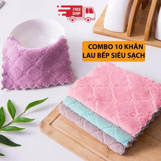 Set 10 khăn lau đa năng mềm mịn, siêu thấm, nhanh khô