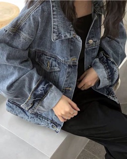 Áo khoác bò denim jacket chất dầy dặn lên phom dáng dài rộng ulzzang