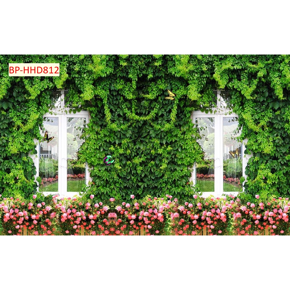 Tranh dán tường 3D Giả Gạch Giả Gỗ Hoa Dây Leo