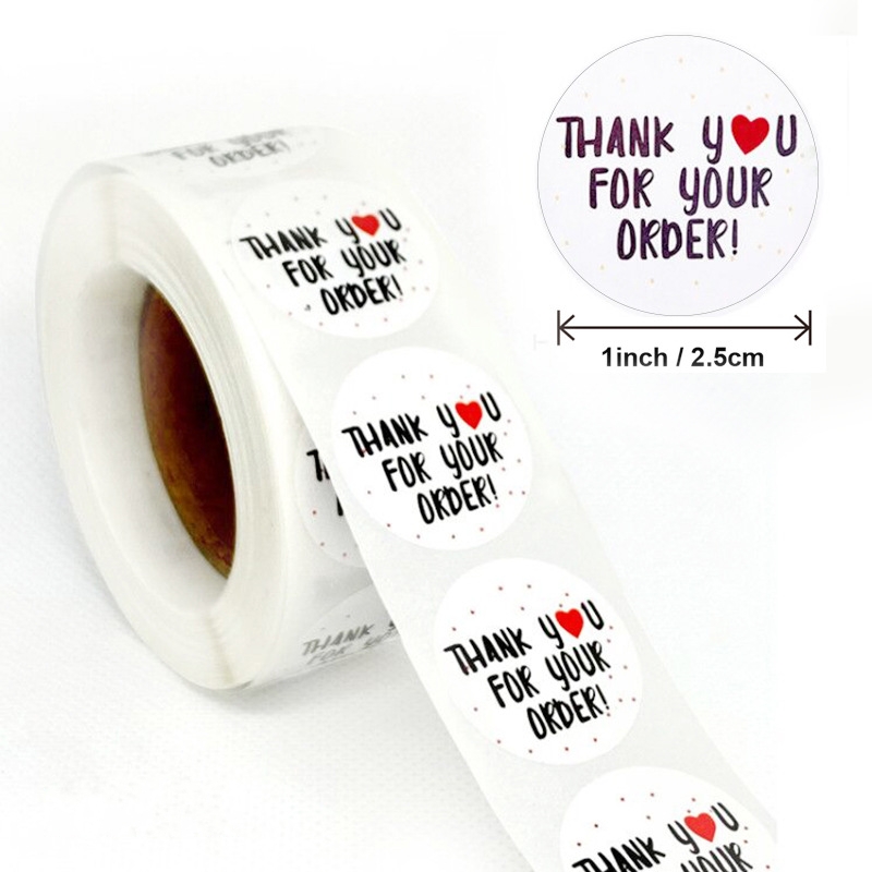 Cuộn 500 Miếng Dán In Chữ Thank You For Your Order Dùng Trang Trí