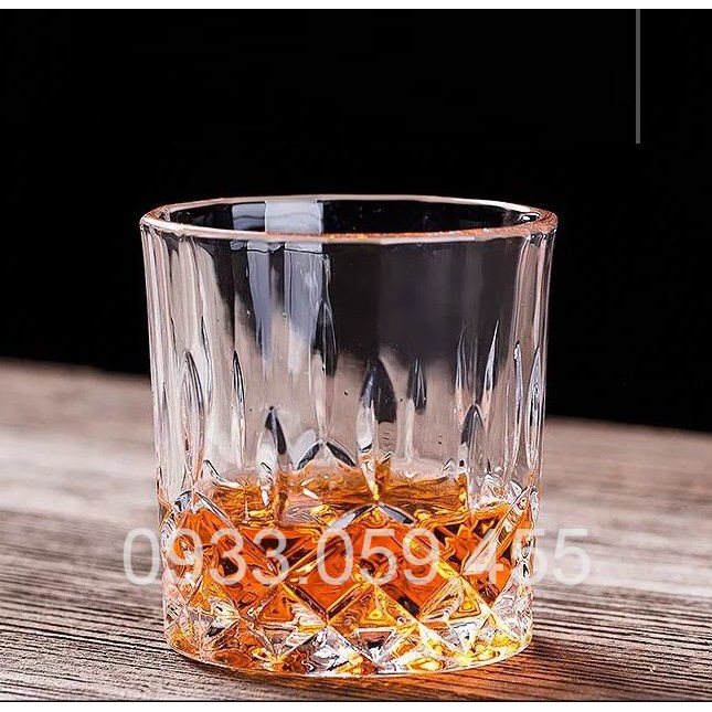 Ly uống rượu Tây thủy tinh pha lê cao cấp viền nhũ vàng, cốc uống rượu whisky wine glass