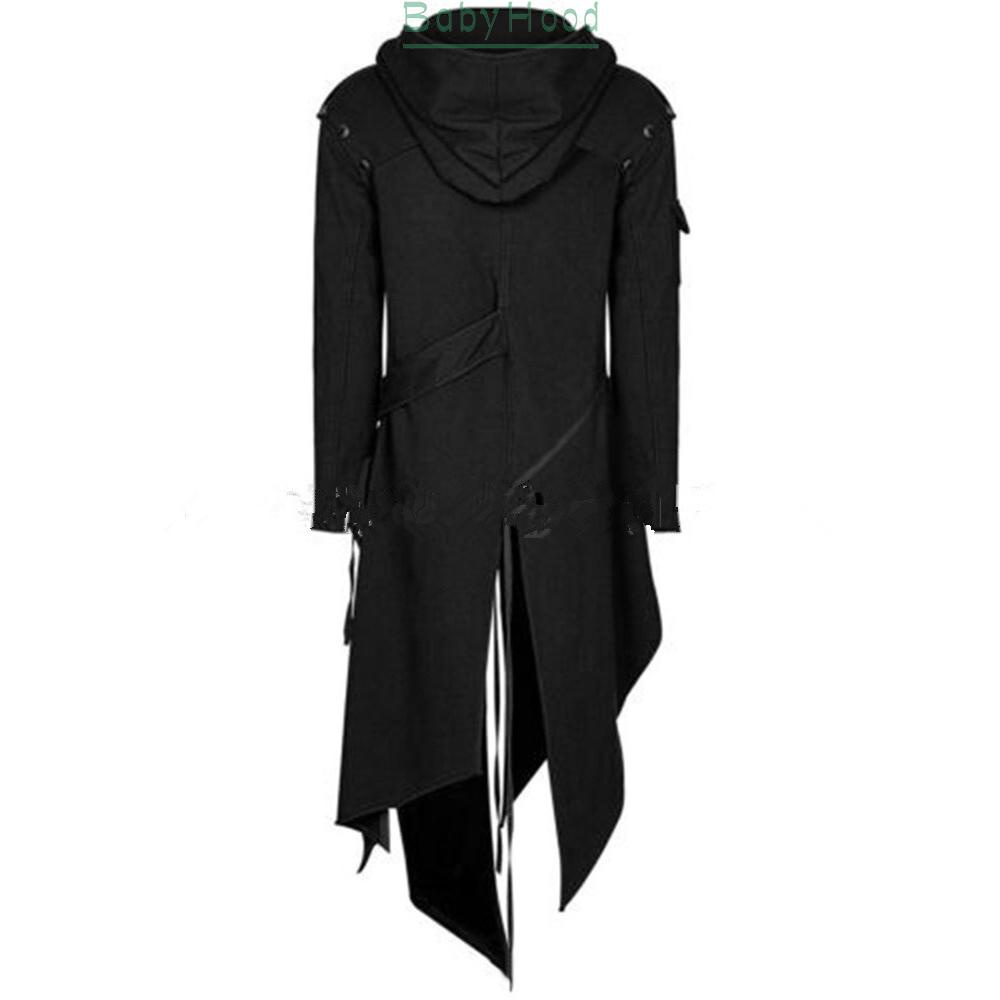 Men Retro Medieval Irregular Hooded Jacket Gothic Coat Costume Halloween Praty#BBHOOD