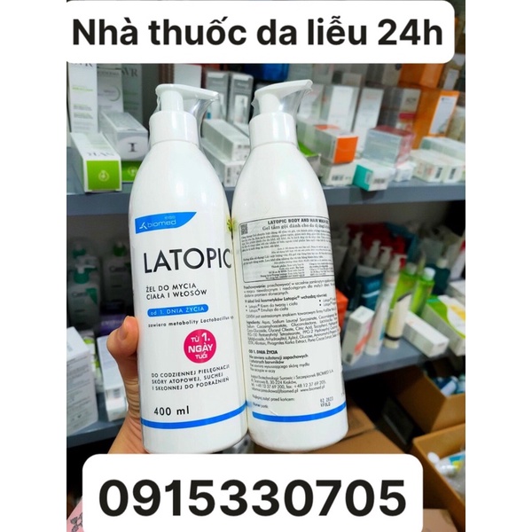 LATOPIC BODY AND HAIR WASH GEL 400ml tắm gội dành cho da kích ứng dị ứng