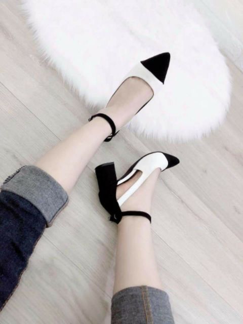 Giày cao gót phối nhung cao 5cm BIG SIZE