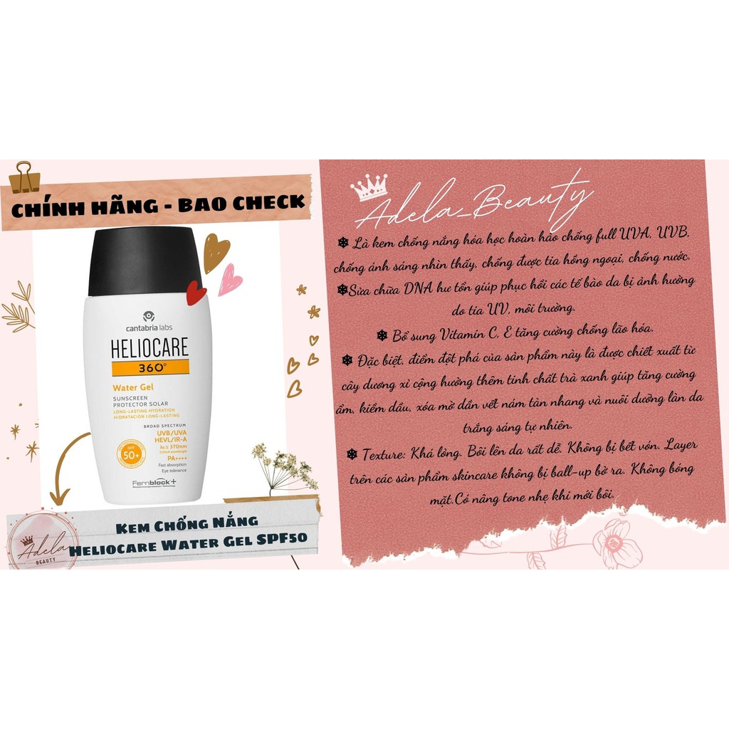 Kem Chống Nắng Heliocare Water Gel SPF50 [chính hãng, bao check]