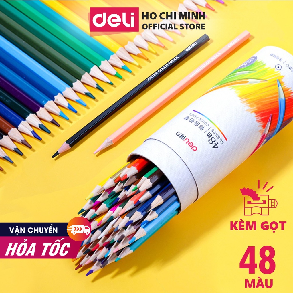 [Mã LIFEDELI1505 giảm 50K đơn 99K] Bút chì màu chuyên nghiệp dạng cốc Deli 24/36/48 màu - 68123/68124/68125